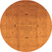 Round Machine Washable Oriental Orange Industrial Area Rugs, wshurb3114org