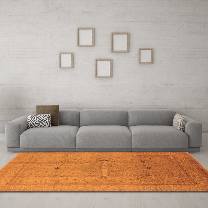 Machine Washable Oriental Orange Industrial Area Rugs in a Living Room, wshurb3114org