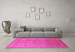 Machine Washable Oriental Pink Industrial Rug in a Living Room, wshurb3114pnk