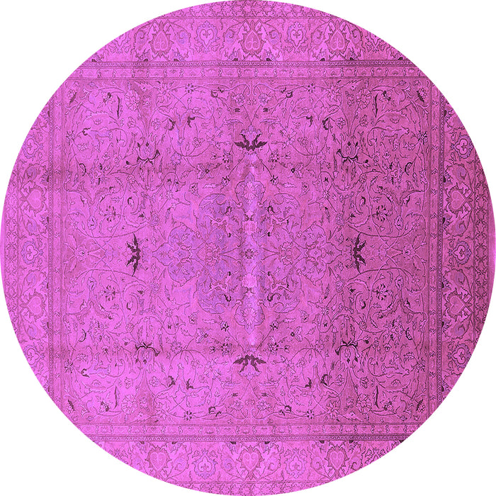 Round Oriental Purple Industrial Rug, urb3114pur