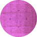 Round Oriental Purple Industrial Rug, urb3114pur