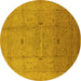 Round Oriental Yellow Industrial Rug, urb3114yw