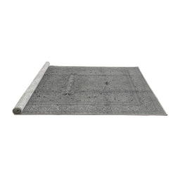Sideview of Machine Washable Oriental Gray Industrial Rug, wshurb3114gry