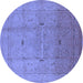 Round Oriental Blue Industrial Rug, urb3114blu