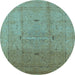 Round Oriental Light Blue Industrial Rug, urb3114lblu