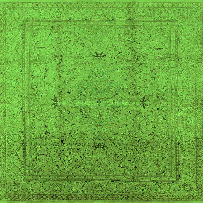 Square Machine Washable Oriental Green Industrial Area Rugs, wshurb3114grn