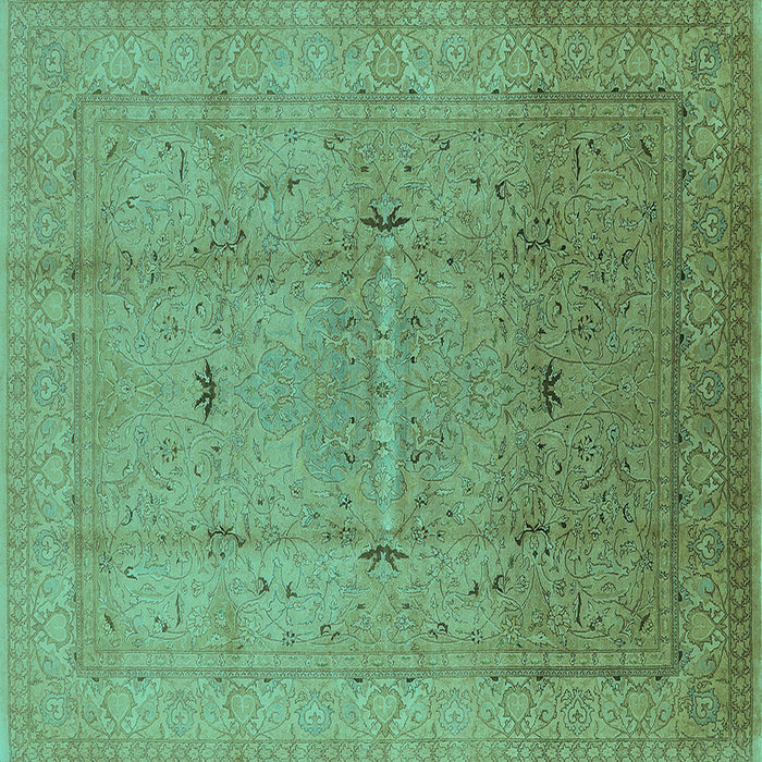 Square Machine Washable Oriental Turquoise Industrial Area Rugs, wshurb3114turq