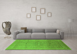 Machine Washable Oriental Green Industrial Area Rugs in a Living Room,, wshurb3114grn