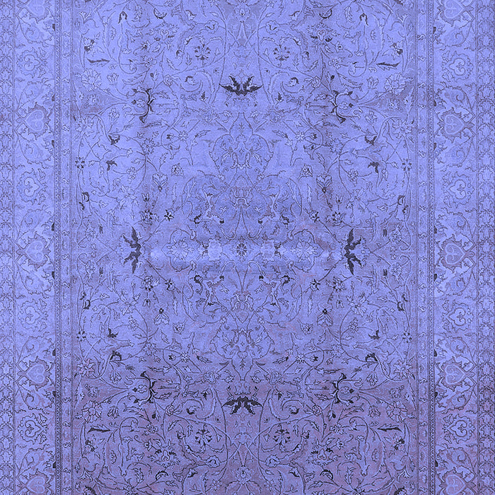 Machine Washable Oriental Blue Industrial Rug, wshurb3114blu