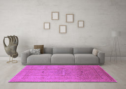 Machine Washable Oriental Purple Industrial Area Rugs in a Living Room, wshurb3114pur