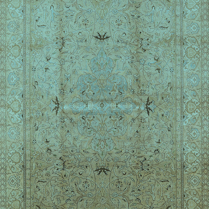 Machine Washable Oriental Light Blue Industrial Rug, wshurb3114lblu