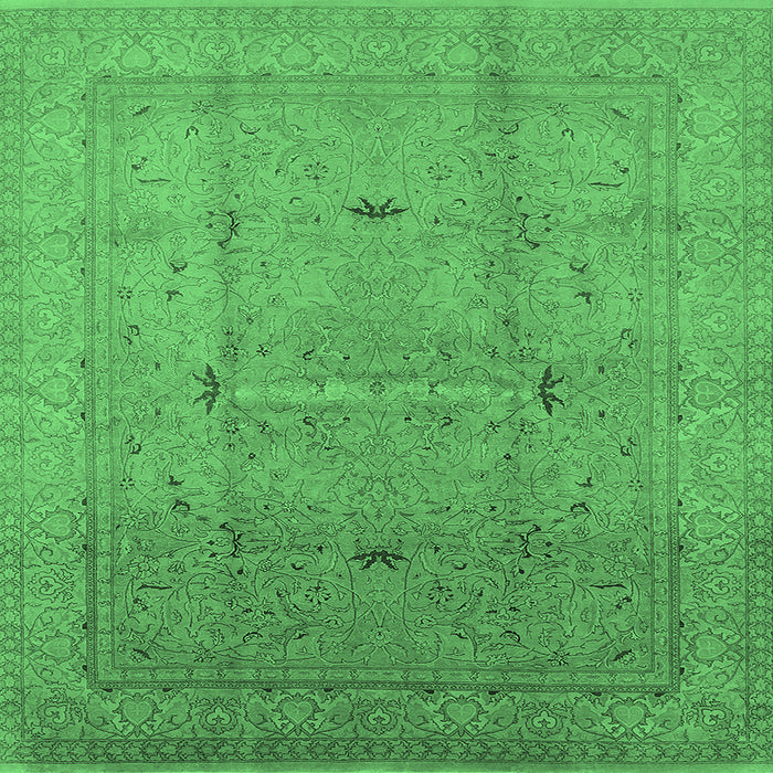 Square Machine Washable Oriental Emerald Green Industrial Area Rugs, wshurb3114emgrn