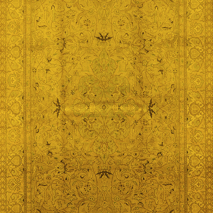 Machine Washable Oriental Yellow Industrial Rug, wshurb3114yw