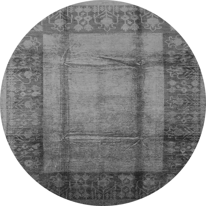 Round Oriental Gray Industrial Rug, urb3115gry