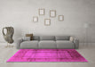 Machine Washable Oriental Pink Industrial Rug in a Living Room, wshurb3115pnk