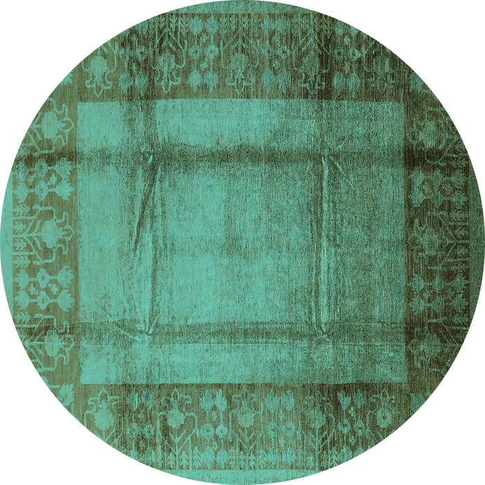 Round Oriental Turquoise Industrial Rug, urb3115turq
