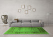 Machine Washable Oriental Green Industrial Area Rugs in a Living Room,, wshurb3115grn
