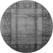 Round Machine Washable Oriental Gray Industrial Rug, wshurb3115gry