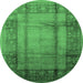 Round Oriental Emerald Green Industrial Rug, urb3115emgrn