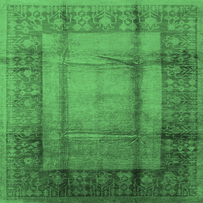 Square Machine Washable Oriental Emerald Green Industrial Area Rugs, wshurb3115emgrn