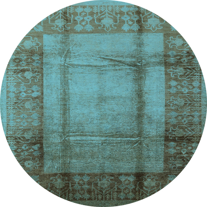 Round Oriental Light Blue Industrial Rug, urb3115lblu