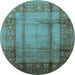 Round Oriental Light Blue Industrial Rug, urb3115lblu