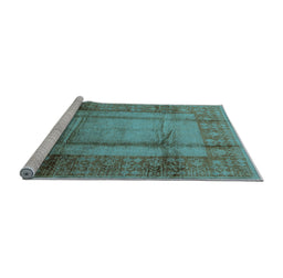 Sideview of Machine Washable Oriental Light Blue Industrial Rug, wshurb3115lblu