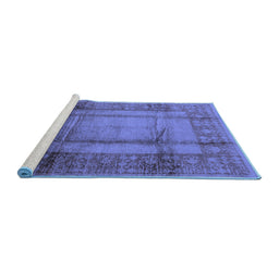 Sideview of Machine Washable Oriental Blue Industrial Rug, wshurb3115blu