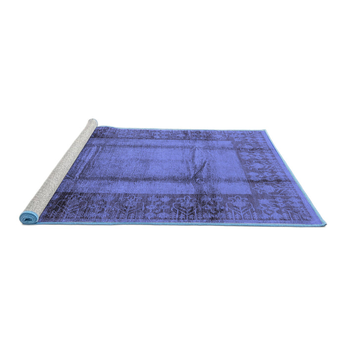 Sideview of Machine Washable Oriental Blue Industrial Rug, wshurb3115blu
