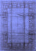 Machine Washable Oriental Blue Industrial Rug, wshurb3115blu