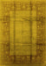 Machine Washable Oriental Yellow Industrial Rug, wshurb3115yw