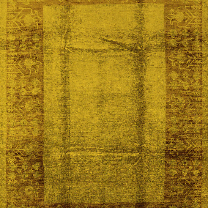 Machine Washable Oriental Yellow Industrial Rug, wshurb3115yw