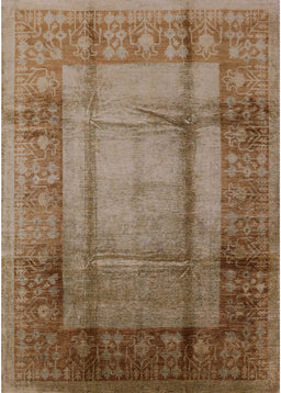 Mid-Century Modern Orange Salmon Pink Oriental Rug, urb3115