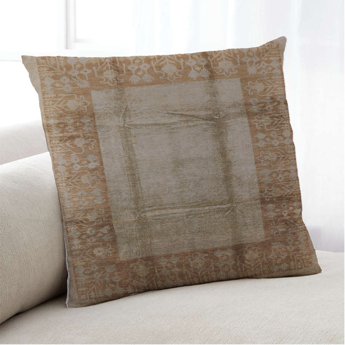 Lifestyle Image of Mid-Century Modern Urban Square Orange Salmon Pink Throw Pillow, 18 inch by 18 inch, pwurb3115