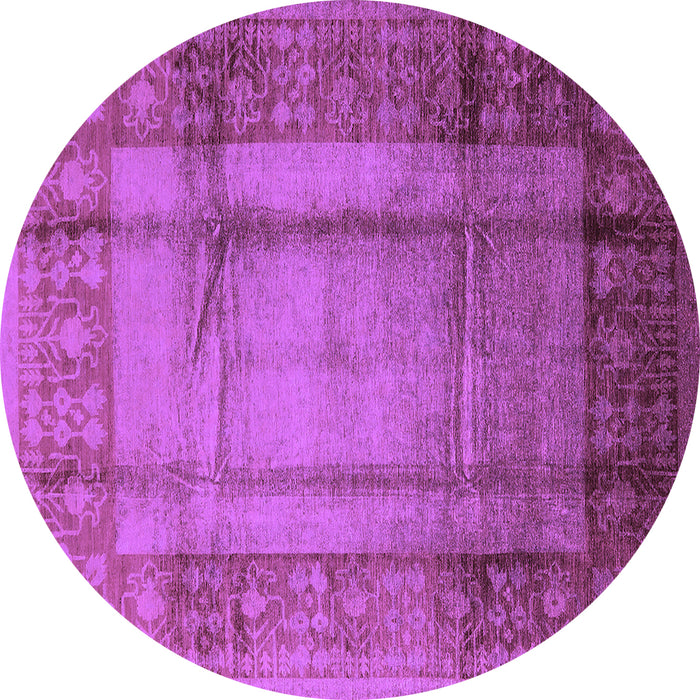 Round Machine Washable Oriental Purple Industrial Area Rugs, wshurb3115pur