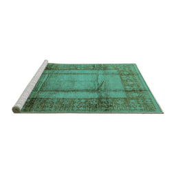 Sideview of Machine Washable Oriental Turquoise Industrial Area Rugs, wshurb3115turq