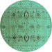 Round Oriental Turquoise Industrial Rug, urb3116turq