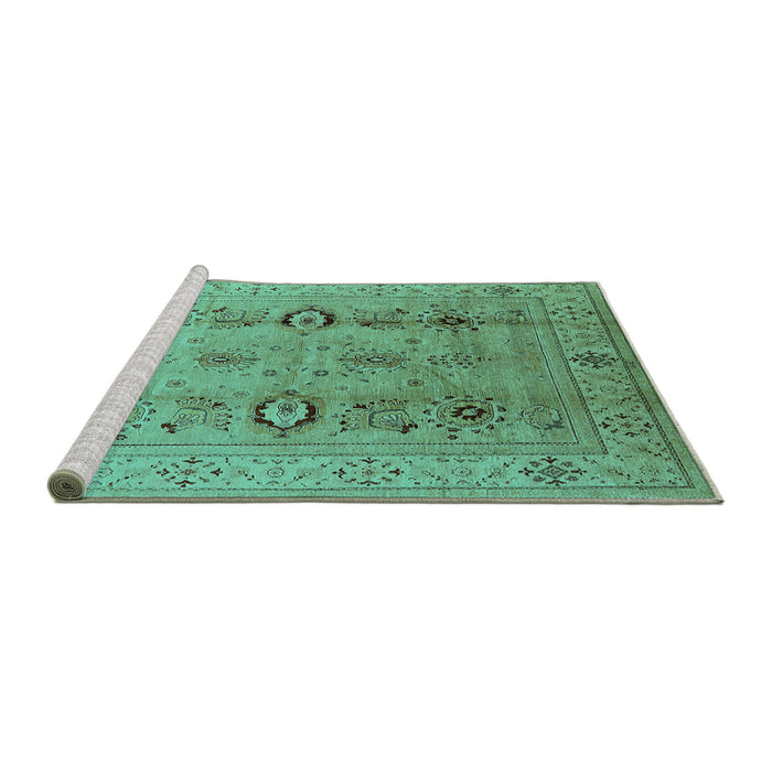 Sideview of Machine Washable Oriental Turquoise Industrial Area Rugs, wshurb3116turq