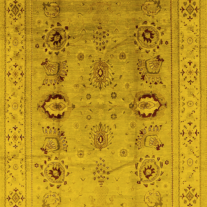 Machine Washable Oriental Yellow Industrial Rug, wshurb3116yw