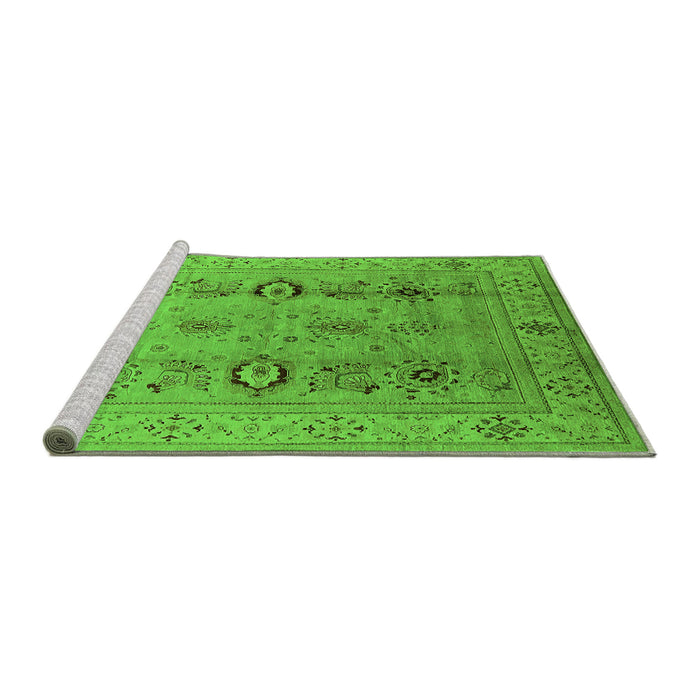 Sideview of Machine Washable Oriental Green Industrial Area Rugs, wshurb3116grn