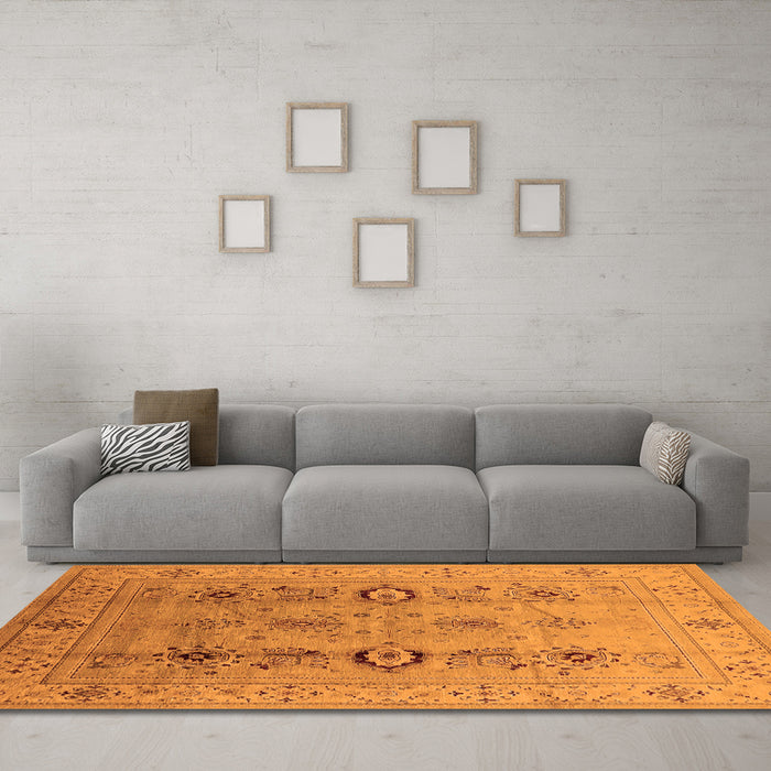 Machine Washable Oriental Orange Industrial Area Rugs in a Living Room, wshurb3116org