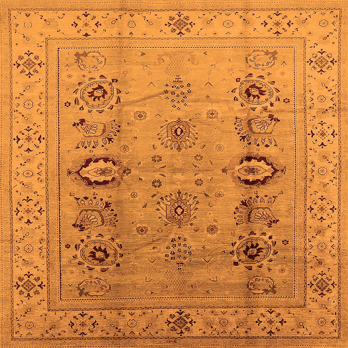 Square Machine Washable Oriental Orange Industrial Area Rugs, wshurb3116org