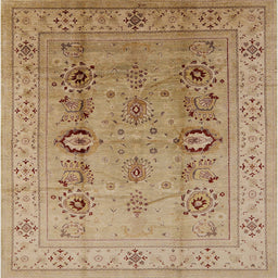 Square Mid-Century Modern Light Brown Oriental Rug, urb3116