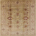 Square Mid-Century Modern Light Brown Oriental Rug, urb3116