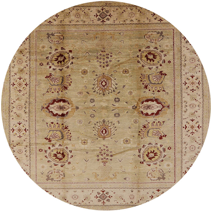 Round Mid-Century Modern Light Brown Oriental Rug, urb3116