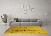 Machine Washable Oriental Yellow Industrial Rug, wshurb3116yw