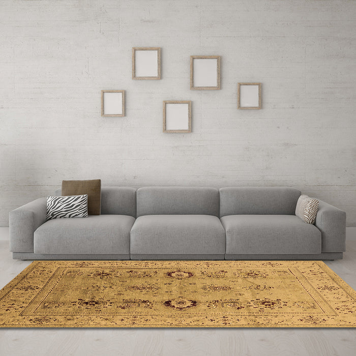 Machine Washable Oriental Brown Industrial Rug in a Living Room,, wshurb3116brn