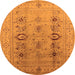 Round Machine Washable Oriental Orange Industrial Area Rugs, wshurb3116org
