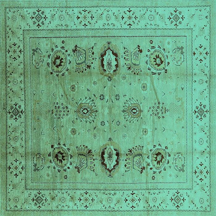 Square Oriental Turquoise Industrial Rug, urb3116turq
