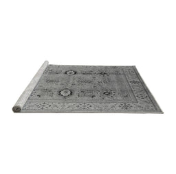Sideview of Machine Washable Oriental Gray Industrial Rug, wshurb3116gry
